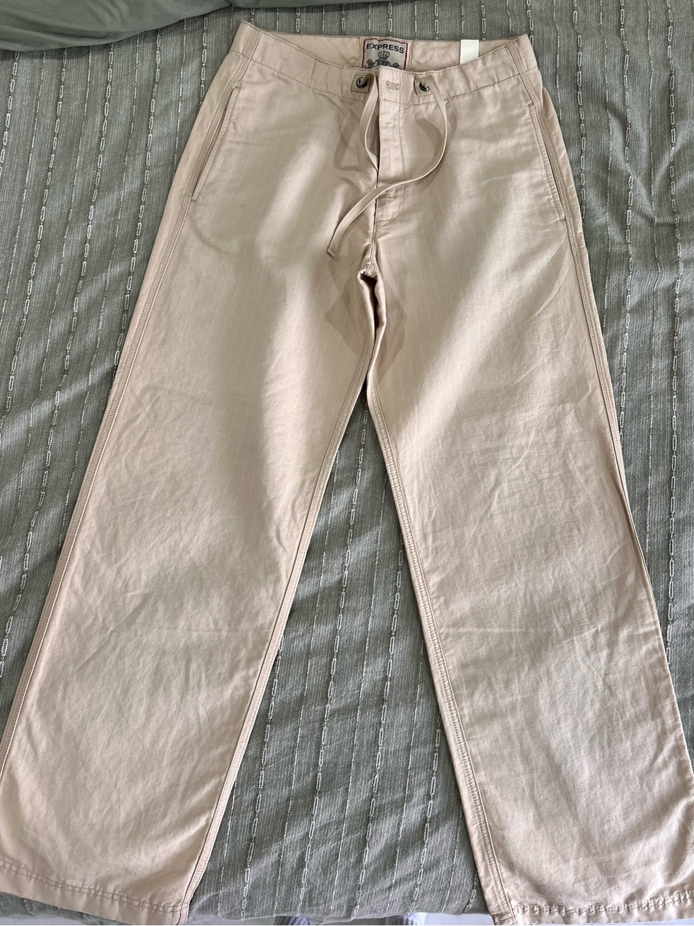 Express Men's Beige Drawstring Chino Pants